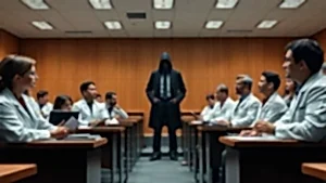 Akademik ortamda bilim insanları ve belirsiz bir figür